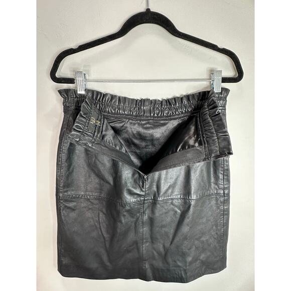 1.2.3 UN DEUX TROIS Women’s Black Sheepskin Drawstring Skirt size 38 US Medium - Picture 5 of 9